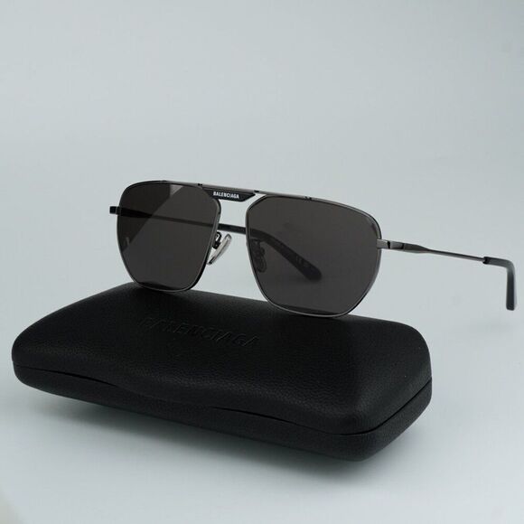 NEW Balenciaga BB0298SA 001 Black Grey Pilot Unisex Sunglasses BB 0298SA - Picture 3 of 14